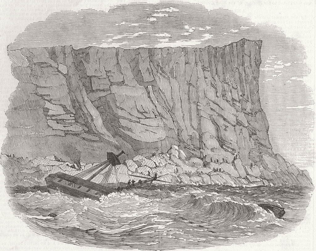 INDIAN OCEAN. The Wreck of The Meridian, off the Island of Amsterdam 1853